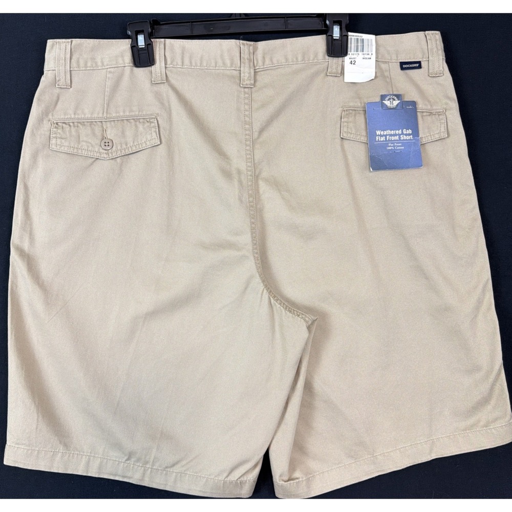 Dockers Shorts Mens 42 Beige Weathered Gab Flat Front 9" Casual Golf NWT